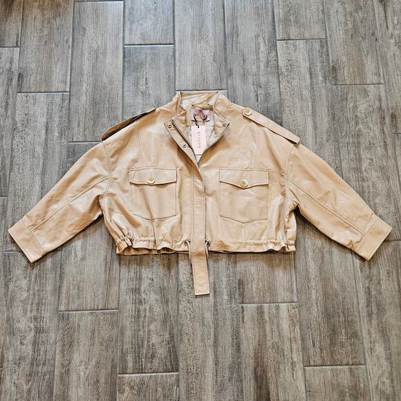Bubish Revolve Jacket Womens Size S Savannah Lambskin Leather Zip Snap Caramel - Picture 4 of 16